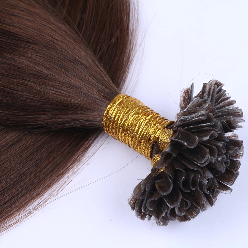 Medium brown u tips real human hair U tip keratin hair extension wholesale HJ 038